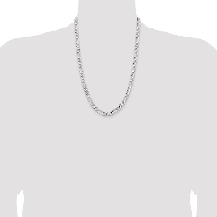 Necklaces MDS Solid 14K White Gold 24 inch 75mm Flat Figaro with Lobster Clasp Chain Necklace Necklaces MDS Solid 14K White Gold 24 inch 75mm Flat Figaro with Lobster Clasp Chain Necklace