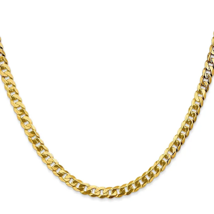 Necklaces MDS Solid 14K Yellow Gold 22 inch 475mm Flat Beveled Curb with Lobster Clasp Chain Necklace Necklaces MDS Solid 14K Yellow Gold 22 inch 475mm Flat Beveled Curb with Lobster Clasp Chain Necklace