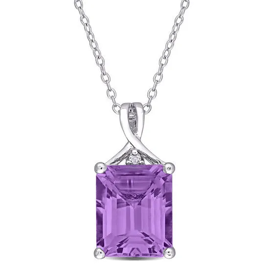 Necklaces Original AMOUR 5 CT TGW Octagon Amethyst and White Topaz Pendant with Chain In Sterling Silver JMS always Necklaces Original AMOUR 5 CT TGW Octagon Amethyst and White Topaz Pendant with Chain In Sterling Silver JMS always