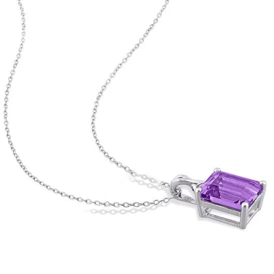 Necklaces Original AMOUR 5 CT TGW Octagon Amethyst and White Topaz Pendant with Chain In Sterling Silver JMS always Necklaces Original AMOUR 5 CT TGW Octagon Amethyst and White Topaz Pendant with Chain In Sterling Silver JMS always