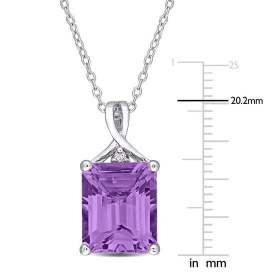 Necklaces Original AMOUR 5 CT TGW Octagon Amethyst and White Topaz Pendant with Chain In Sterling Silver JMS always Necklaces Original AMOUR 5 CT TGW Octagon Amethyst and White Topaz Pendant with Chain In Sterling Silver JMS always