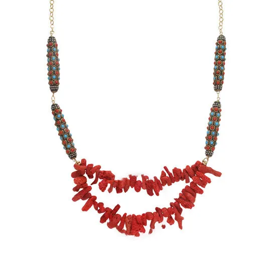 Necklaces Original Devon Leigh 24K Gold Plated Brass Red Sponge Coral Multi Strand Necklace N6070 JMS always Necklaces Original Devon Leigh 24K Gold Plated Brass Red Sponge Coral Multi Strand Necklace N6070 JMS always
