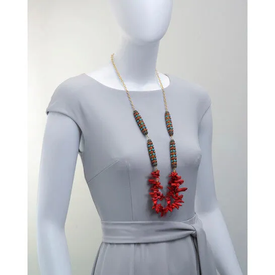Necklaces Original Devon Leigh 24K Gold Plated Brass Red Sponge Coral Multi Strand Necklace N6070 JMS always Necklaces Original Devon Leigh 24K Gold Plated Brass Red Sponge Coral Multi Strand Necklace N6070 JMS always