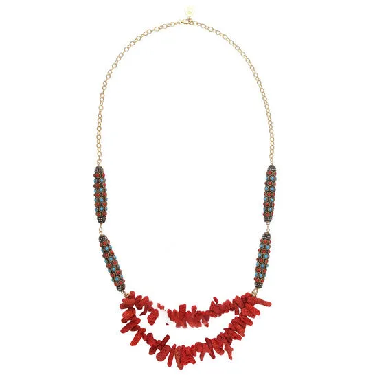Necklaces Original Devon Leigh 24K Gold Plated Brass Red Sponge Coral Multi Strand Necklace N6070 JMS always Necklaces Original Devon Leigh 24K Gold Plated Brass Red Sponge Coral Multi Strand Necklace N6070 JMS always