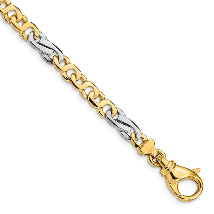Necklaces Solid 14K Twotone Gold 20 inch 58mm Hand Polished Fancy Link with Fancy Lobster Clasp Chain Necklace MDS Necklaces Solid 14K Twotone Gold 20 inch 58mm Hand Polished Fancy Link with Fancy Lobster Clasp Chain Necklace MDS