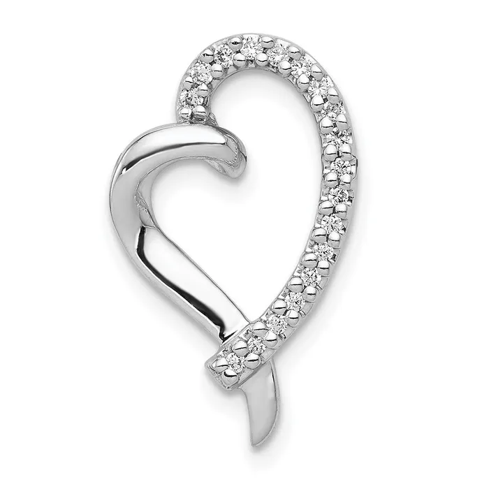 Necklaces Solid 14k White Gold 110ct Simulated CZ Heart Chain Slide Goldia