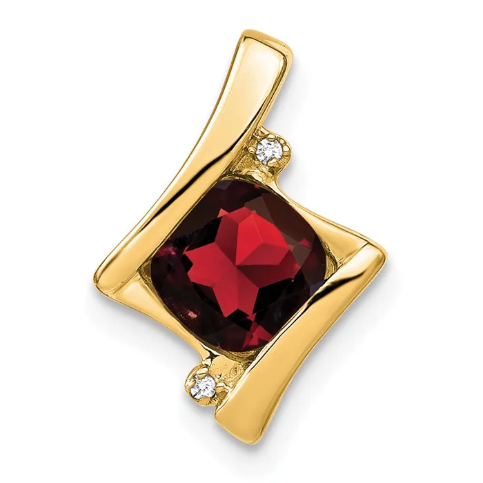 Necklaces Solid 14k Yellow Gold Simulated Garnet and CZ Pendant Goldia