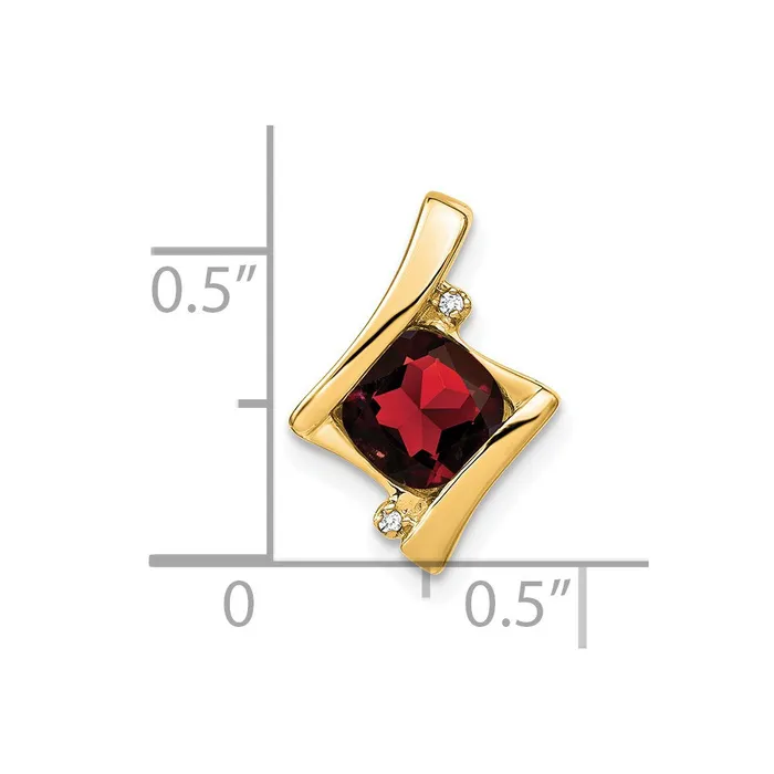 Necklaces Solid 14k Yellow Gold Simulated Garnet and CZ Pendant Goldia
