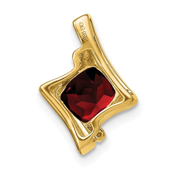 Necklaces Solid 14k Yellow Gold Simulated Garnet and CZ Pendant Goldia
