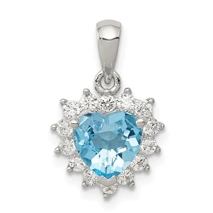 Necklaces Sterling Silver Blue Topaz u0026 CZ Pendant Goldia