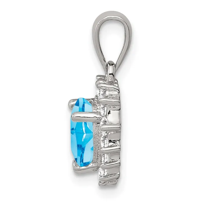 Necklaces Sterling Silver Blue Topaz u0026 CZ Pendant Goldia