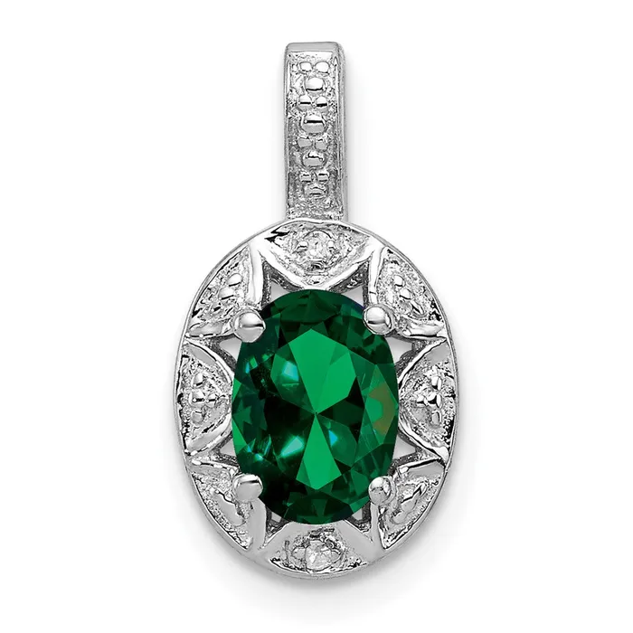 Necklaces Sterling Silver Rhodiumplated Diamond u0026 Created Emerald Pendant Goldia Necklaces Sterling Silver Rhodiumplated Diamond u0026 Created Emerald Pendant Goldia