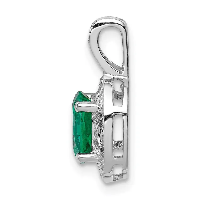 Necklaces Sterling Silver Rhodiumplated Diamond u0026 Created Emerald Pendant Goldia