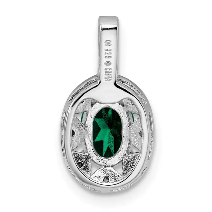 Necklaces Sterling Silver Rhodiumplated Diamond u0026 Created Emerald Pendant Goldia