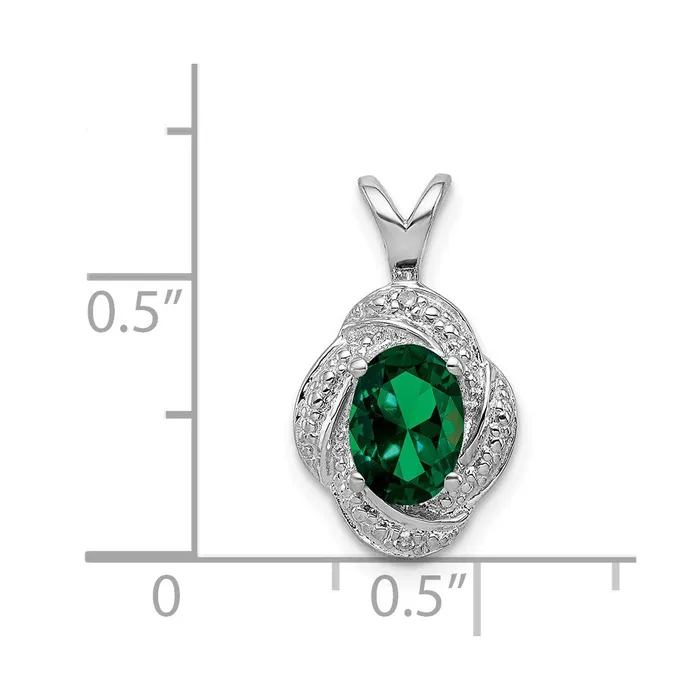 Necklaces Sterling Silver Rhodiumplated Diamond u0026 Created Emerald Pendant Goldia