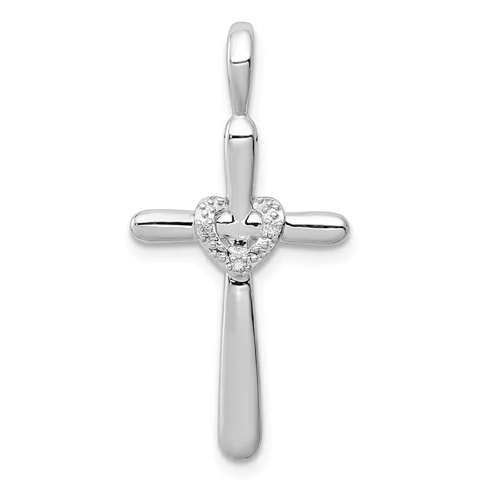 Necklaces Sterling Silver Rhodium u0026 Diamond Cross with Heart Pendant Goldia Necklaces Sterling Silver Rhodium u0026 Diamond Cross with Heart Pendant Goldia