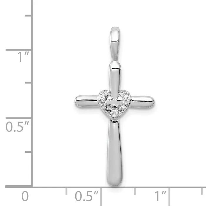 Necklaces Sterling Silver Rhodium u0026 Diamond Cross with Heart Pendant Goldia