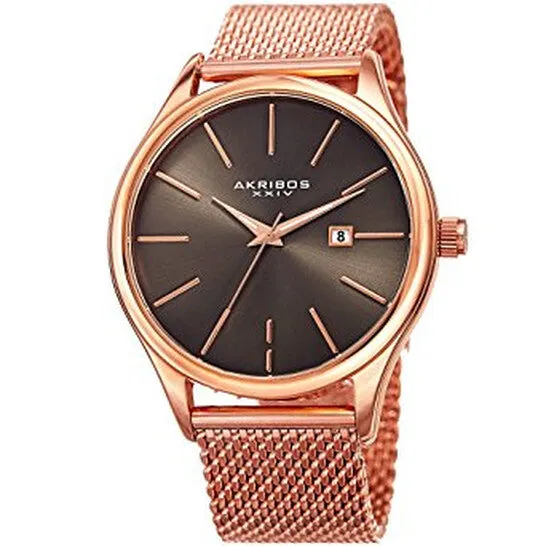 Original Akribos XXIV Gunmetal Dial Rose Goldtone Mens Watch AK959RGGN JMS always Rings Original Akribos XXIV Gunmetal Dial Rose Goldtone Mens Watch AK959RGGN JMS always Rings