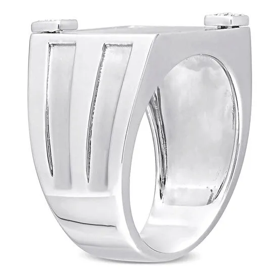 Original Amour 004 CT Diamond TW And 5 CT TGW Black Onyx Fashion Ring Silver JMS always Rings Original Amour 004 CT Diamond TW And 5 CT TGW Black Onyx Fashion Ring Silver JMS always Rings