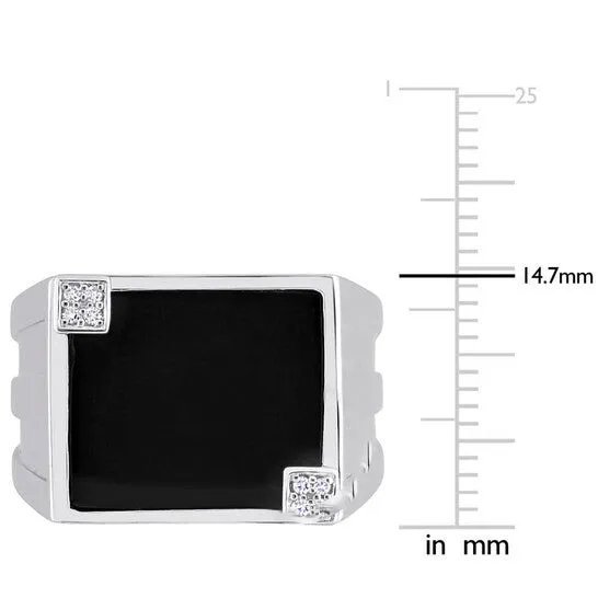 Original Amour 004 CT Diamond TW And 5 CT TGW Black Onyx Fashion Ring Silver JMS always Rings Original Amour 004 CT Diamond TW And 5 CT TGW Black Onyx Fashion Ring Silver JMS always Rings
