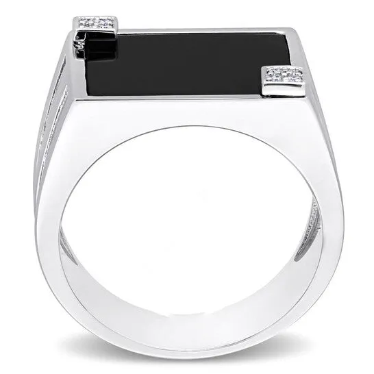 Original Amour 004 CT Diamond TW And 5 CT TGW Black Onyx Fashion Ring Silver JMS always Rings Original Amour 004 CT Diamond TW And 5 CT TGW Black Onyx Fashion Ring Silver JMS always Rings