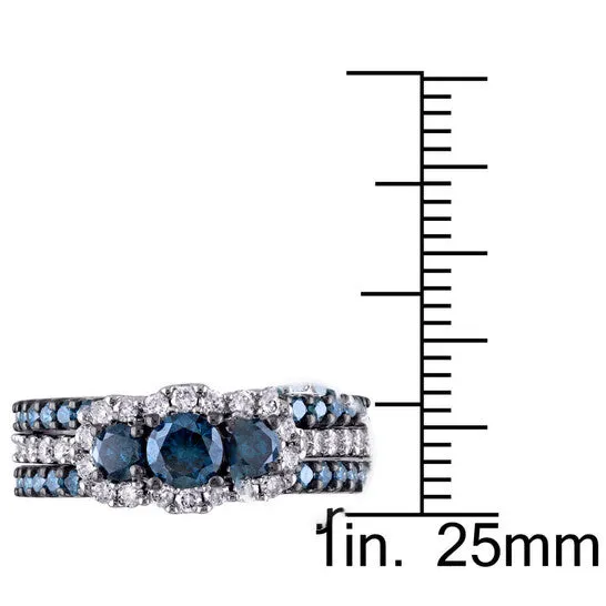 Original Amour 10k White Gold 2 CT Blue and White Diamond Bridal Ring Set JMS always Rings Original Amour 10k White Gold 2 CT Blue and White Diamond Bridal Ring Set JMS always Rings