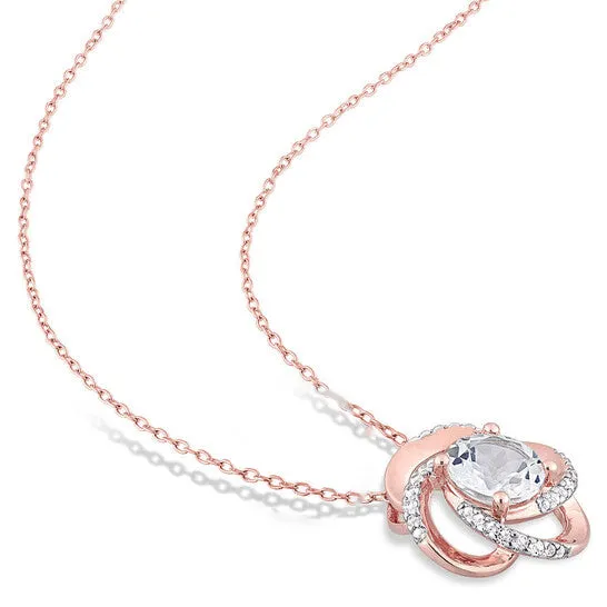 Original AMOUR 2 Pc Set Of 7 34 CT TGW White Topaz Swirl Stud Earrings Necklace In Rose Plated Sterling Silver JMS always Earrings Original AMOUR 2 Pc Set Of 7 34 CT TGW White Topaz Swirl Stud Earrings Necklace In Rose Plated Sterling Silver JMS always Earrings