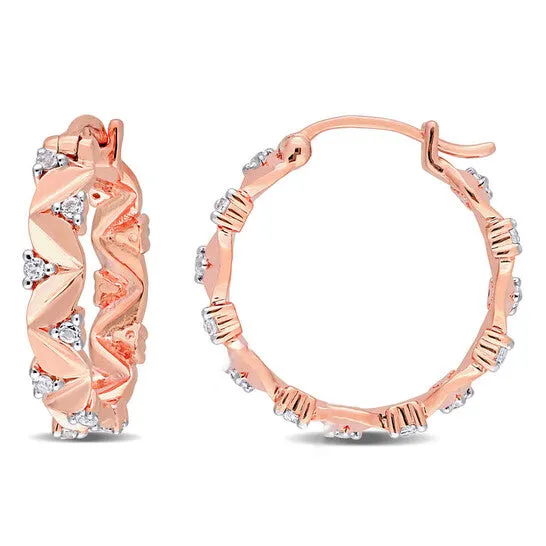 Original AMOUR 34 CT TGW White Topaz Hoop Earrings In Rose Plated Sterling Silver JMS always Earrings Original AMOUR 34 CT TGW White Topaz Hoop Earrings In Rose Plated Sterling Silver JMS always Earrings