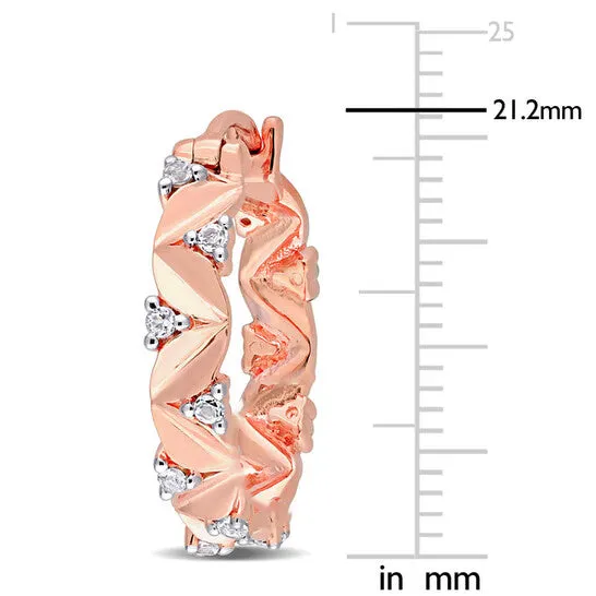 Original AMOUR 34 CT TGW White Topaz Hoop Earrings In Rose Plated Sterling Silver JMS always Earrings Original AMOUR 34 CT TGW White Topaz Hoop Earrings In Rose Plated Sterling Silver JMS always Earrings