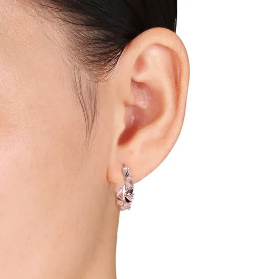 Original AMOUR 34 CT TGW White Topaz Hoop Earrings In Rose Plated Sterling Silver JMS always Earrings Original AMOUR 34 CT TGW White Topaz Hoop Earrings In Rose Plated Sterling Silver JMS always Earrings