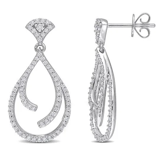 Original AMOUR 58 CT TW Diamond Teardrop Dangle Earrings In 14K White Gold JMS always Earrings Original AMOUR 58 CT TW Diamond Teardrop Dangle Earrings In 14K White Gold JMS always Earrings