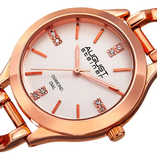 Original August Steiner Quartz Silver Dial Rose Goldtone Ladies Watch AS8222RG JMS always Rings Original August Steiner Quartz Silver Dial Rose Goldtone Ladies Watch AS8222RG JMS always Rings