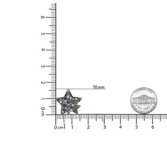 Original Black Rhodium Plated 18K White Gold 100 Cttw Diamond and Round Blue Sapphire Gemstone MicroPave Star Stud Earrings JMS always Earrings Original Black Rhodium Plated 18K White Gold 100 Cttw Diamond and Round Blue Sapphire Gemstone MicroPave Star Stud Earrings JMS always Earrings