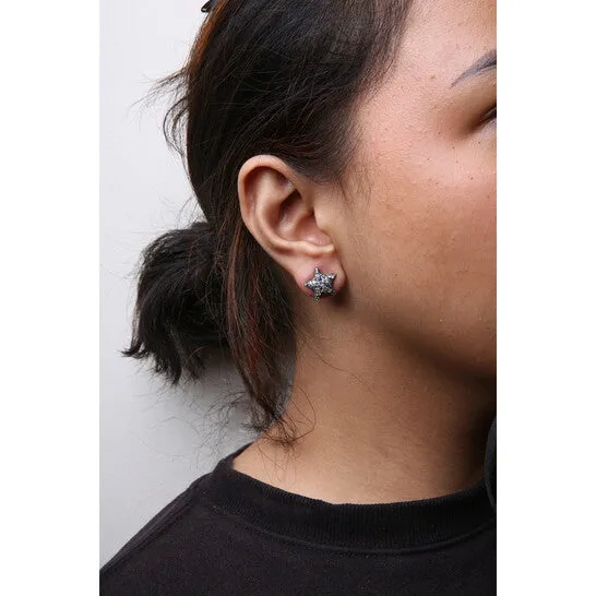 Original Black Rhodium Plated 18K White Gold 100 Cttw Diamond and Round Blue Sapphire Gemstone MicroPave Star Stud Earrings JMS always Earrings Original Black Rhodium Plated 18K White Gold 100 Cttw Diamond and Round Blue Sapphire Gemstone MicroPave Star Stud Earrings JMS always Earrings