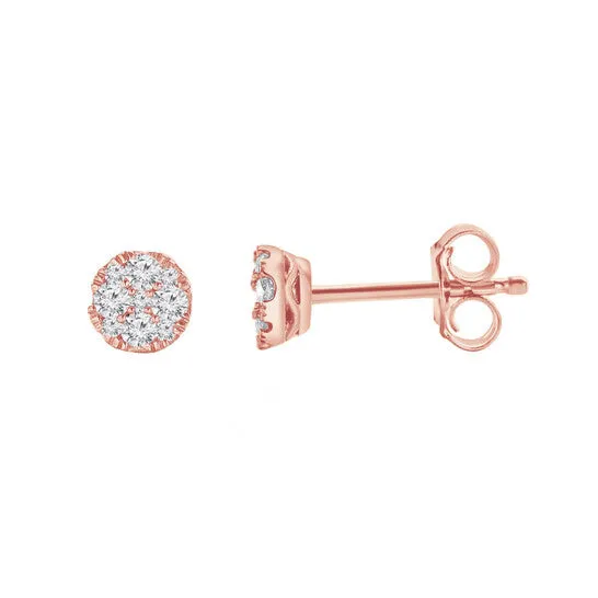 Original Diamond Muse 025 cttw Rose Gold Over Sterling Silver Cluster Diamond Stud Earrings for Women JMS always Earrings