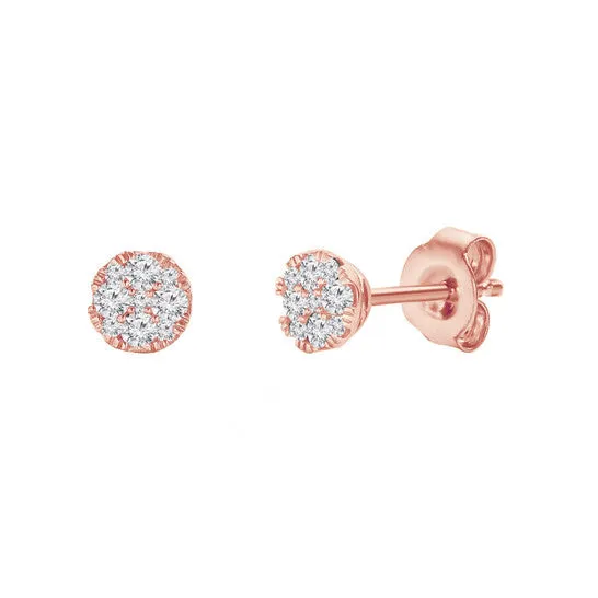 Original Diamond Muse 025 cttw Rose Gold Over Sterling Silver Cluster Diamond Stud Earrings for Women JMS always Earrings Original Diamond Muse 025 cttw Rose Gold Over Sterling Silver Cluster Diamond Stud Earrings for Women JMS always Earrings