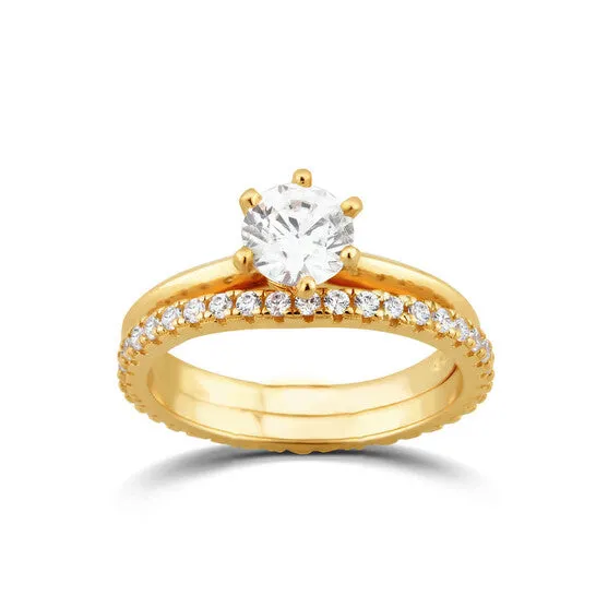 Original DiamondMuse 288 cttw Yellow Gold Plated Over Sterling Silver Round Swarovski Diamond Solitaire Bridal Set JMS always Rings Original DiamondMuse 288 cttw Yellow Gold Plated Over Sterling Silver Round Swarovski Diamond Solitaire Bridal Set JMS always Rings