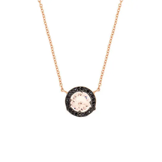 Original Elegant Confetti Womens 18K Rose Gold Plated Pink and Black CZ Simulated Diamond Classic Halo Pendant Necklace JMS always Necklaces Original Elegant Confetti Womens 18K Rose Gold Plated Pink and Black CZ Simulated Diamond Classic Halo Pendant Necklace JMS always Necklaces