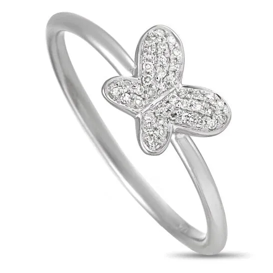 Original LB Exclusive 14K White Gold 008 ct Diamond Butterfly Ring JMS always Rings Original LB Exclusive 14K White Gold 008 ct Diamond Butterfly Ring JMS always Rings