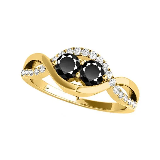Original Maulijewels 125 Carat Black Two Stone Yellow Diamond Engagement Rings In 14K Solid Yellow Gold JMS always Rings Original Maulijewels 125 Carat Black Two Stone Yellow Diamond Engagement Rings In 14K Solid Yellow Gold JMS always Rings