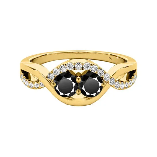 Original Maulijewels 125 Carat Black Two Stone Yellow Diamond Engagement Rings In 14K Solid Yellow Gold JMS always Rings Original Maulijewels 125 Carat Black Two Stone Yellow Diamond Engagement Rings In 14K Solid Yellow Gold JMS always Rings