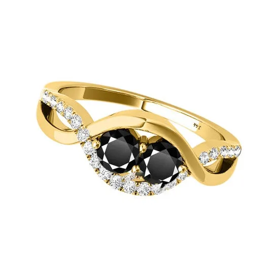 Original Maulijewels 125 Carat Black Two Stone Yellow Diamond Engagement Rings In 14K Solid Yellow Gold JMS always Rings Original Maulijewels 125 Carat Black Two Stone Yellow Diamond Engagement Rings In 14K Solid Yellow Gold JMS always Rings