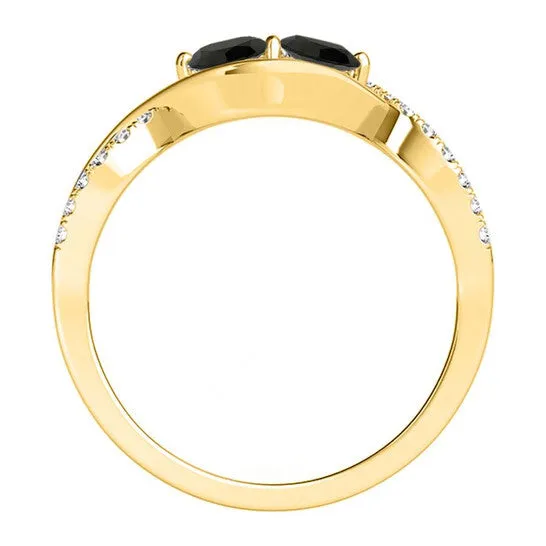 Original Maulijewels 125 Carat Black Two Stone Yellow Diamond Engagement Rings In 14K Solid Yellow Gold JMS always Rings Original Maulijewels 125 Carat Black Two Stone Yellow Diamond Engagement Rings In 14K Solid Yellow Gold JMS always Rings