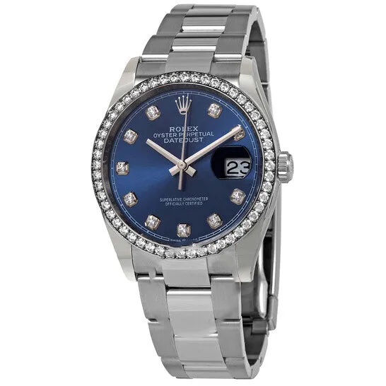 Original Rolex Datejust 36 Blue Diamond Dial Automatic Unisex Oyster Watch 126284BLDO JMS always Watches Original Rolex Datejust 36 Blue Diamond Dial Automatic Unisex Oyster Watch 126284BLDO JMS always Watches