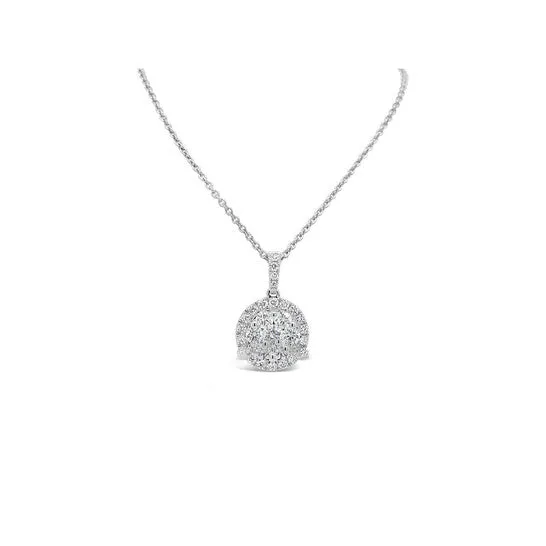 Original Tresorra 18K White Gold Round Halo Cluster Diamond Pendant Necklace JMS always Necklaces Original Tresorra 18K White Gold Round Halo Cluster Diamond Pendant Necklace JMS always Necklaces