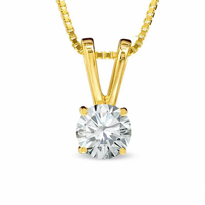 PreStyled Sets Goldia 025 CT Certified Natural Clarity Enhanced Solitaire Pendant in 18K Gold IVS2
