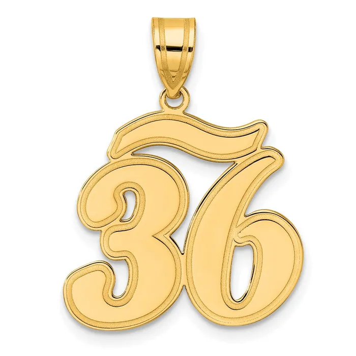 PreStyled Sets Goldia 14k Yellow Gold Brushed Border Script Number 36 Pendant