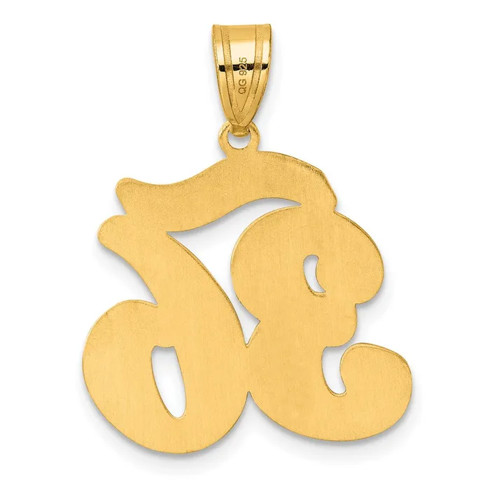 PreStyled Sets Goldia 14k Yellow Gold Brushed Border Script Number 36 Pendant