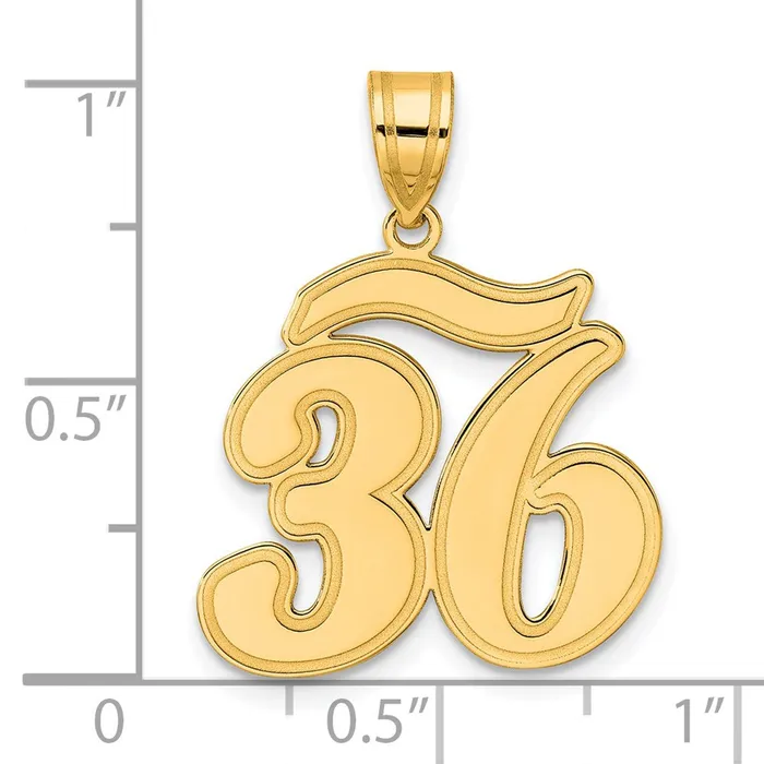 PreStyled Sets Goldia 14k Yellow Gold Brushed Border Script Number 36 Pendant