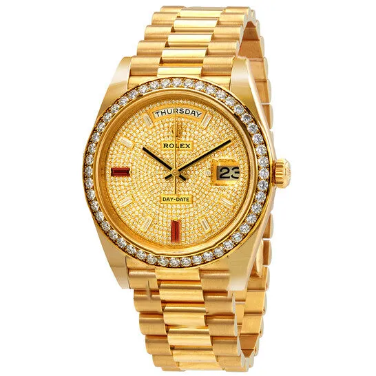 PreStyled Sets JMS always Original Rolex DayDate 40 Automatic Gold Diamond Pave Dial Mens 18kt Yellow Gold President Watch 228348rbr0030 PreStyled Sets JMS always Original Rolex DayDate 40 Automatic Gold Diamond Pave Dial Mens 18kt Yellow Gold President Watch 228348rbr0030